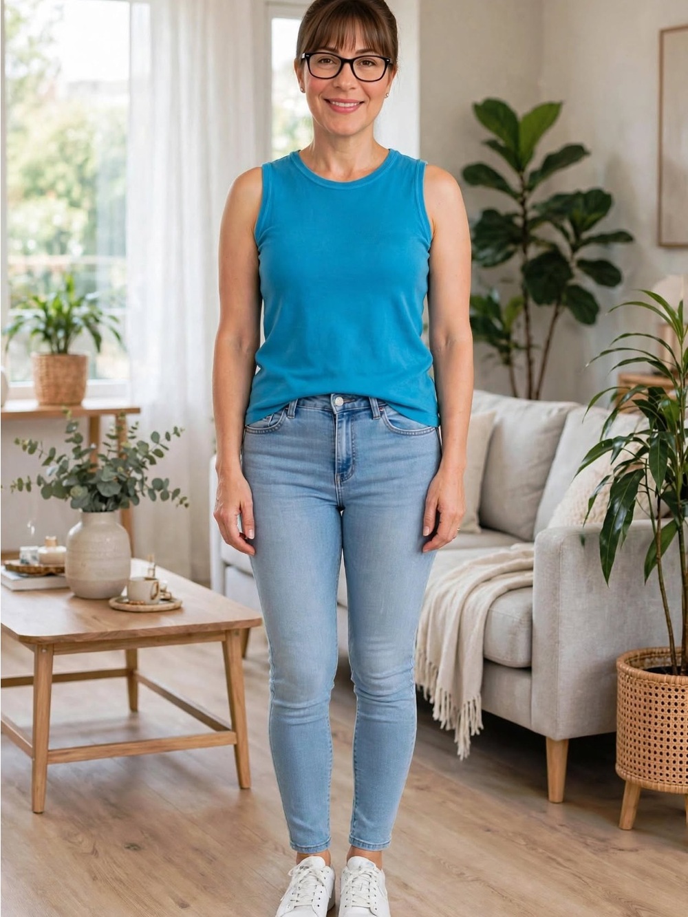 Women’s blue cotton crop top- Classic Everyday Fit